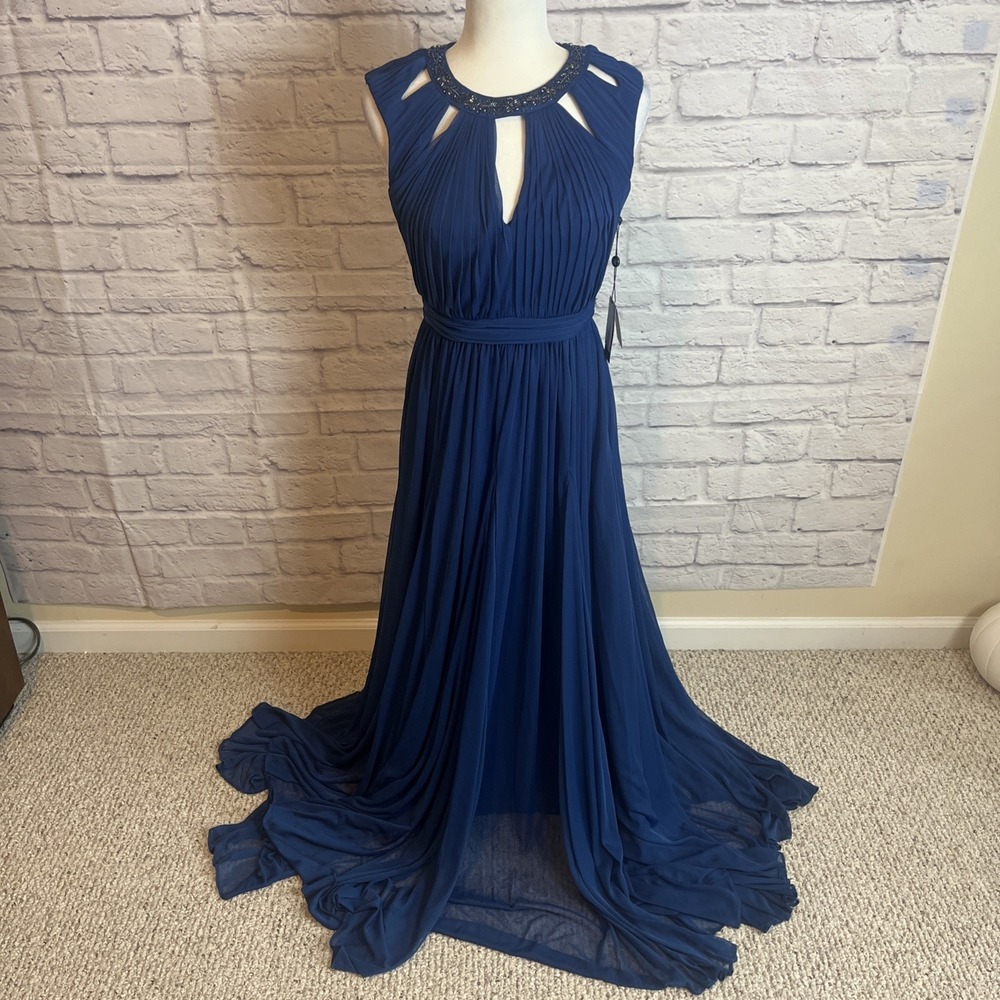 Adrianna Papell NWT Sleevless Romantic Blue Formal Evening Dress Gown Size 6